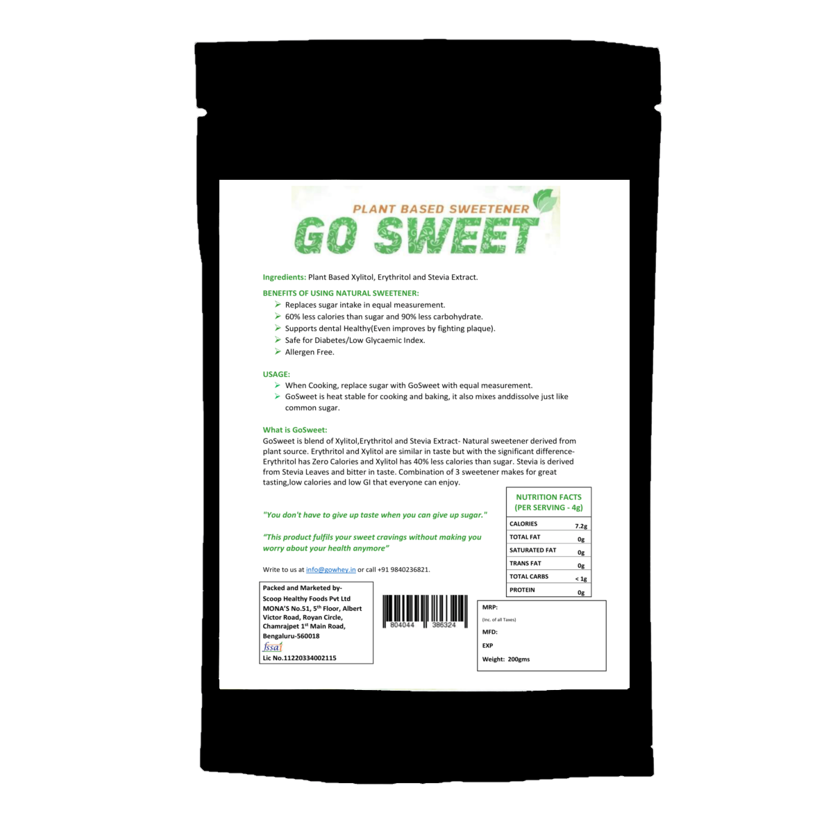 GoSweet - Keto & Diabetic Sweetener | 100% Plant-Based (250g)