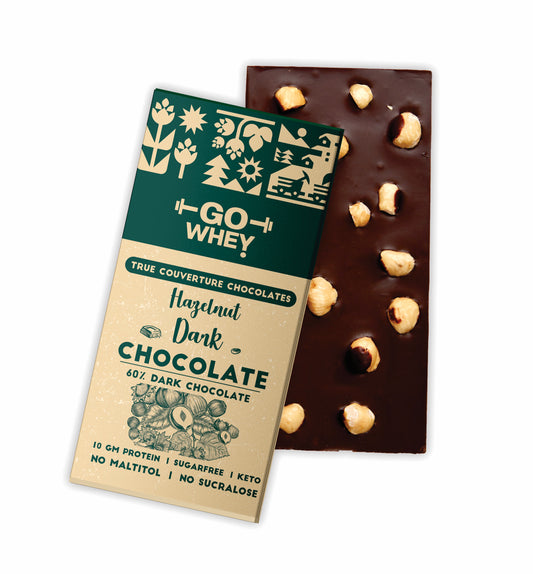 GoWhey Sugar-Free Dark Chocolate 60% with Roasted Hazelnut - 55g
