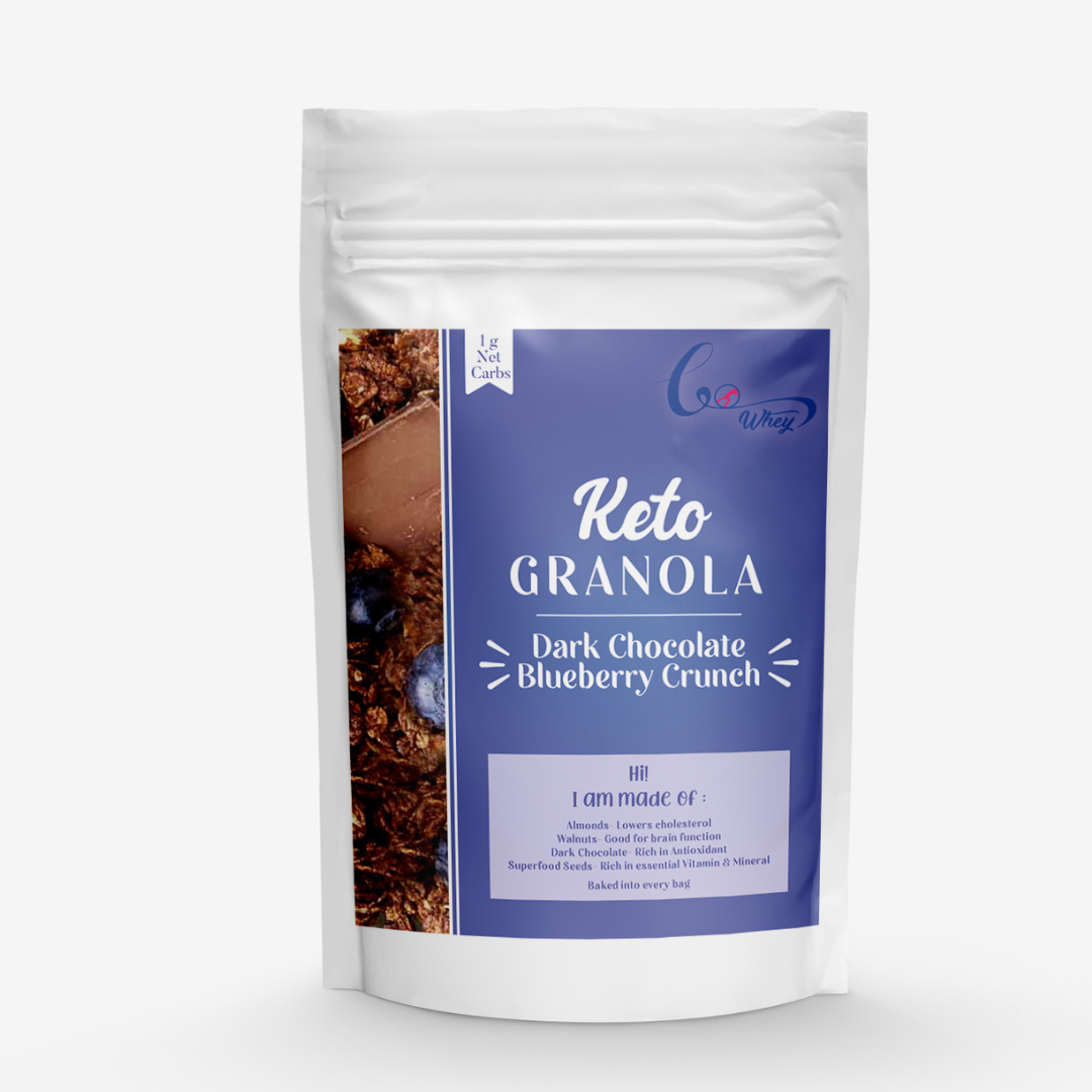 GoWhey Sugar-Free Breakfast Muesli - Keto Blueberry Granola with Dark Chocolate | Healthy Breakfast Food (250g)