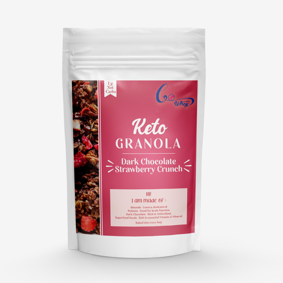 GoWhey Keto Granola for Breakfast - Dark Chocolate Strawberry Crunch (250g)