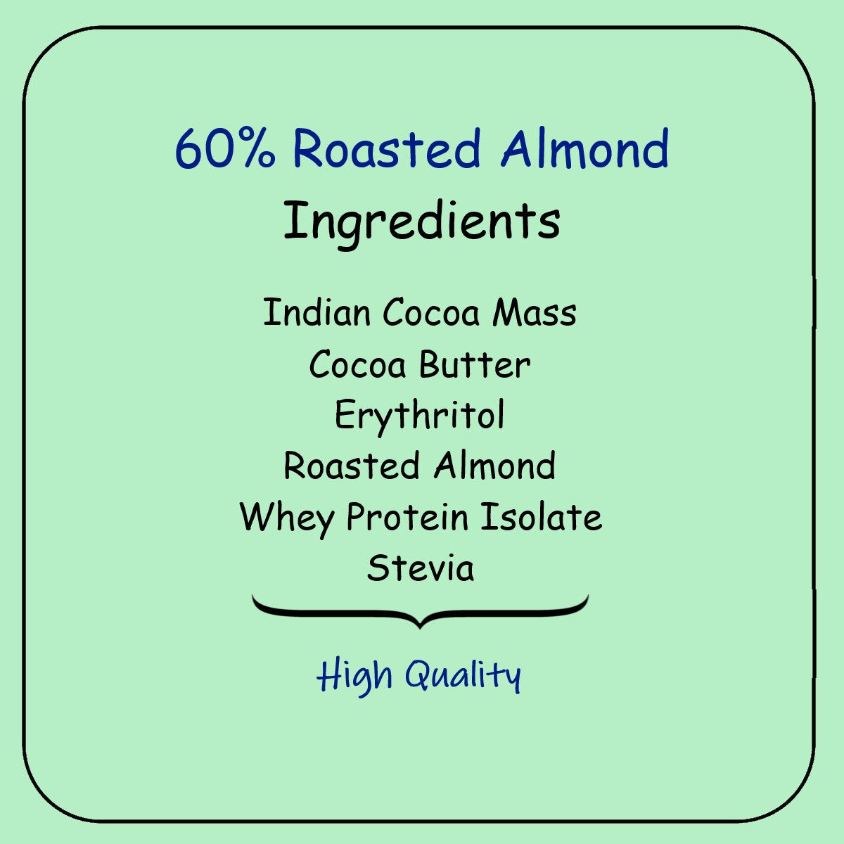 Roasted Almond Dark Chocolate 60% - 01g Net Carbs | High Protein | Balanced Diet-55gm Bar