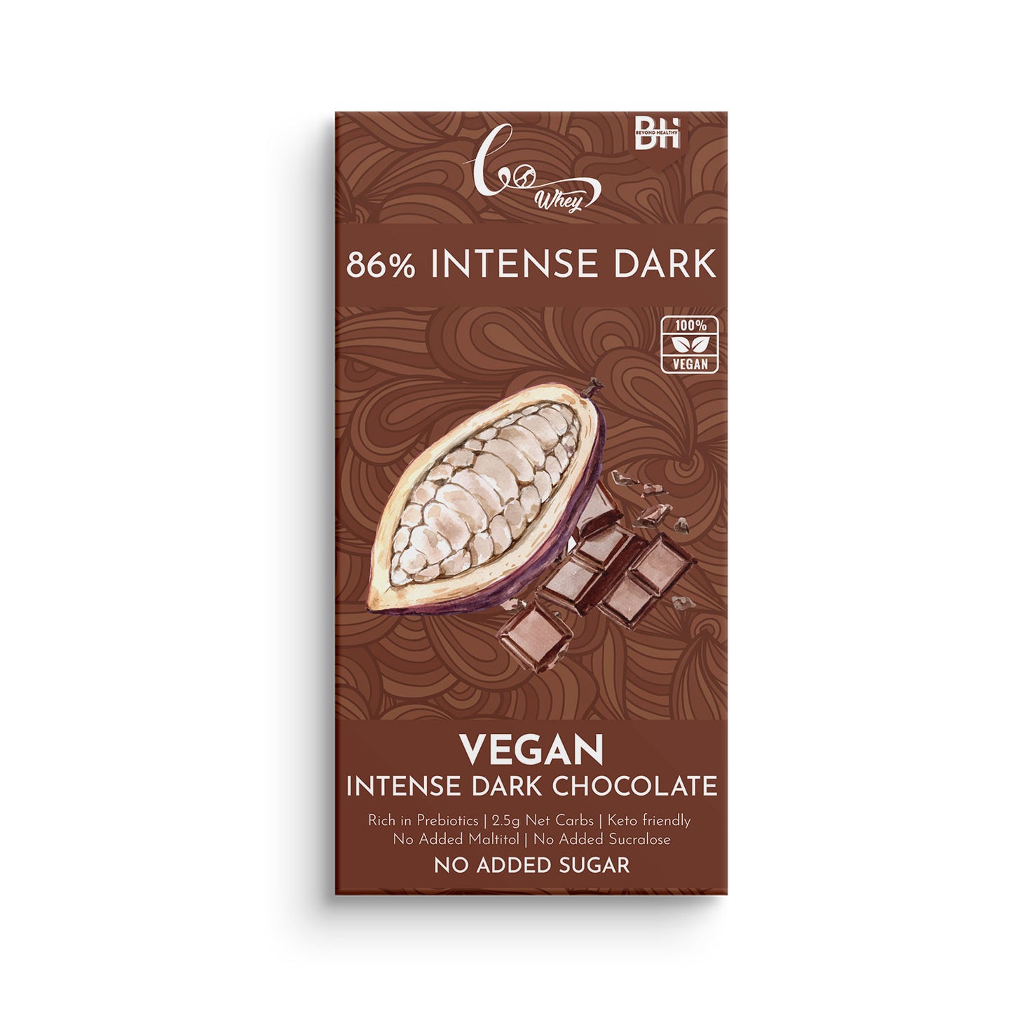 Vegan Stevia sweetened Sugar free Dark Chocolate|Keto friendly 86%-55gm