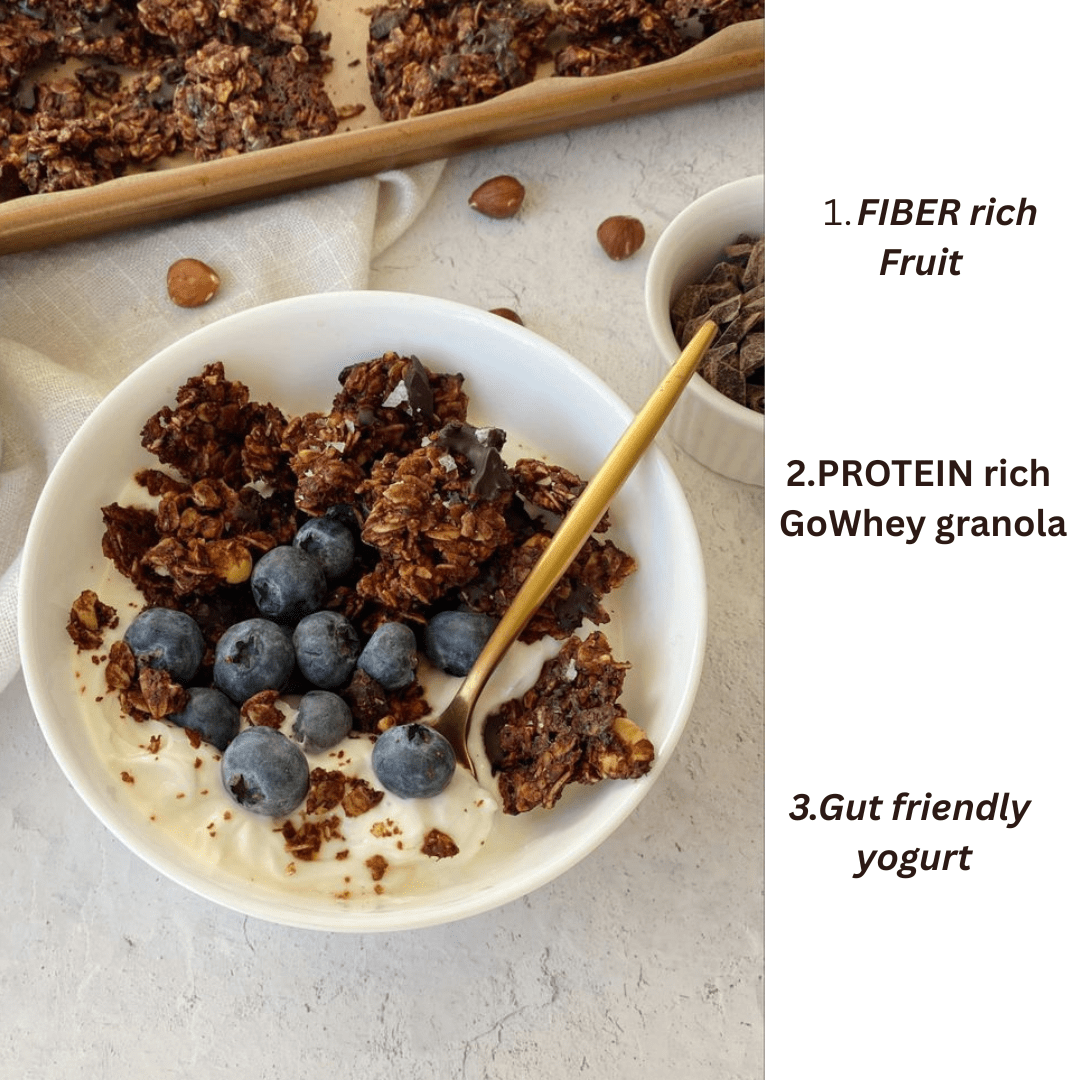 GoWhey Sugar-Free Breakfast Muesli - Keto Blueberry Granola with Dark Chocolate | Healthy Breakfast Food (250g)