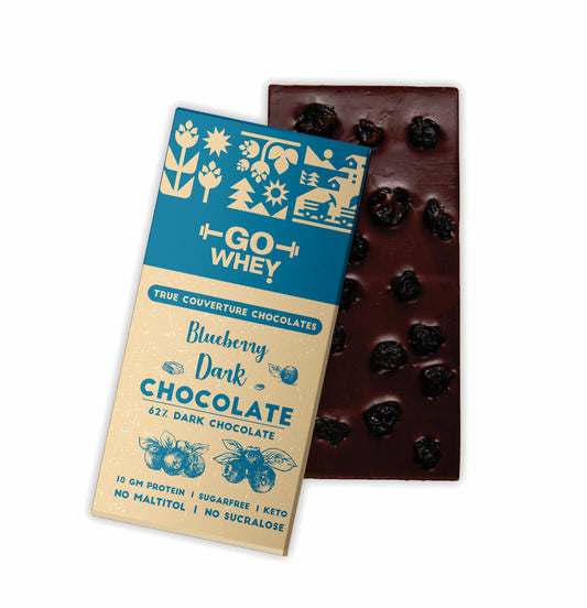 Keto Chocolate - 62% Blueberry Dark Chocolate Bar (55g) | Sugar-Free, Low-Carb