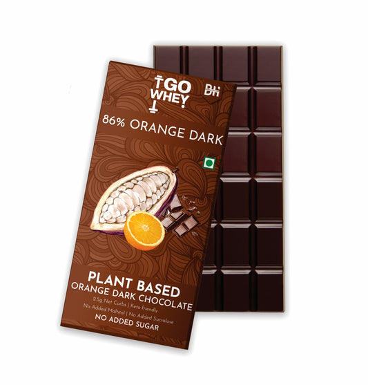 GoWhey Vegan Orange Dark Chocolate| Keto Chocolate | Sugar-Free & Diabetic-Friendly,55gm